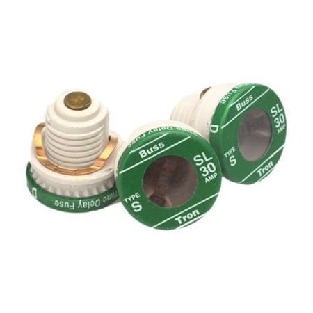 Eaton Bussmann Plug Fuse, SL Series, Time-Delay, 30A, 125V AC, Indicating, 10kA at 125V AC SL-30PK4